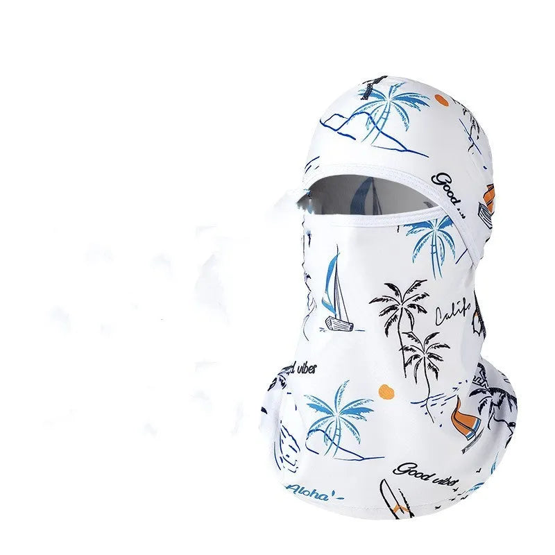 Motorcycle head cover with gloves in patterned grey street style for autumn winter travel