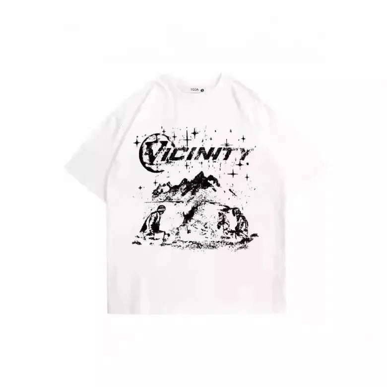 Men's retro hip hop print t-shirt in polyester fabric showing printed design in available colours TKL472 and TKL473