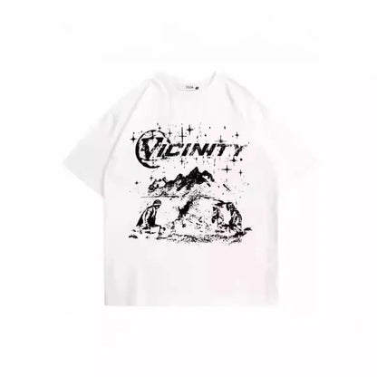 Men's retro hip hop print t-shirt in polyester fabric showing printed design in available colours TKL472 and TKL473
