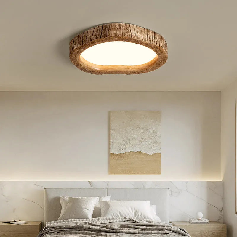 Wood grain finish ceiling lamp in New Chinese style with 220V LED light source for 10-15 m² bedrooms