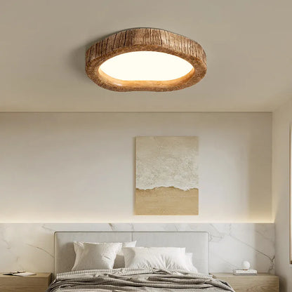 Wood grain finish ceiling lamp in New Chinese style with 220V LED light source for 10-15 m² bedrooms