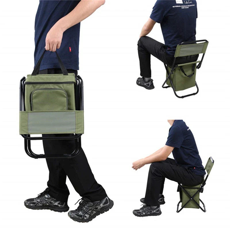 Portable Fishing Chair with Insulated Cooler Compartment - Durable Outdoor Furniture with Cooler for Chilled Refreshments
