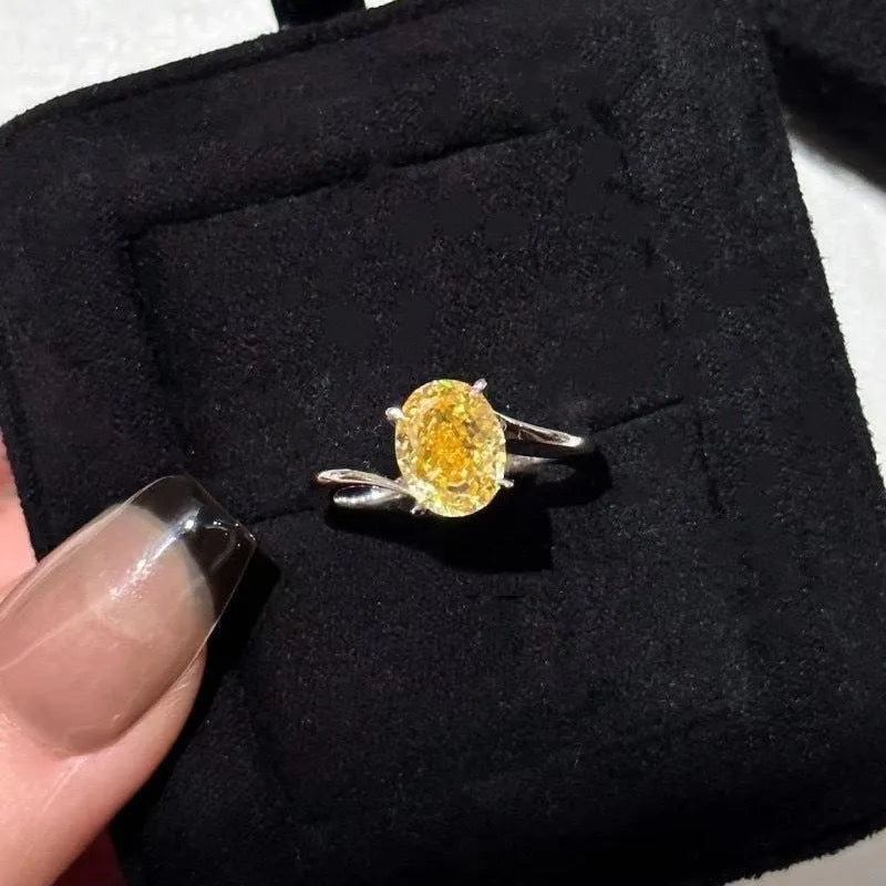 Yellow rock sugar crystal fashion ring for women in copper, showing Seiko-treated finish.