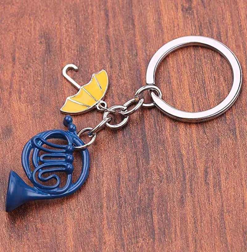 Hhomeenjoy Iconic Blue French Horn and Yellow Umbrella Keychain