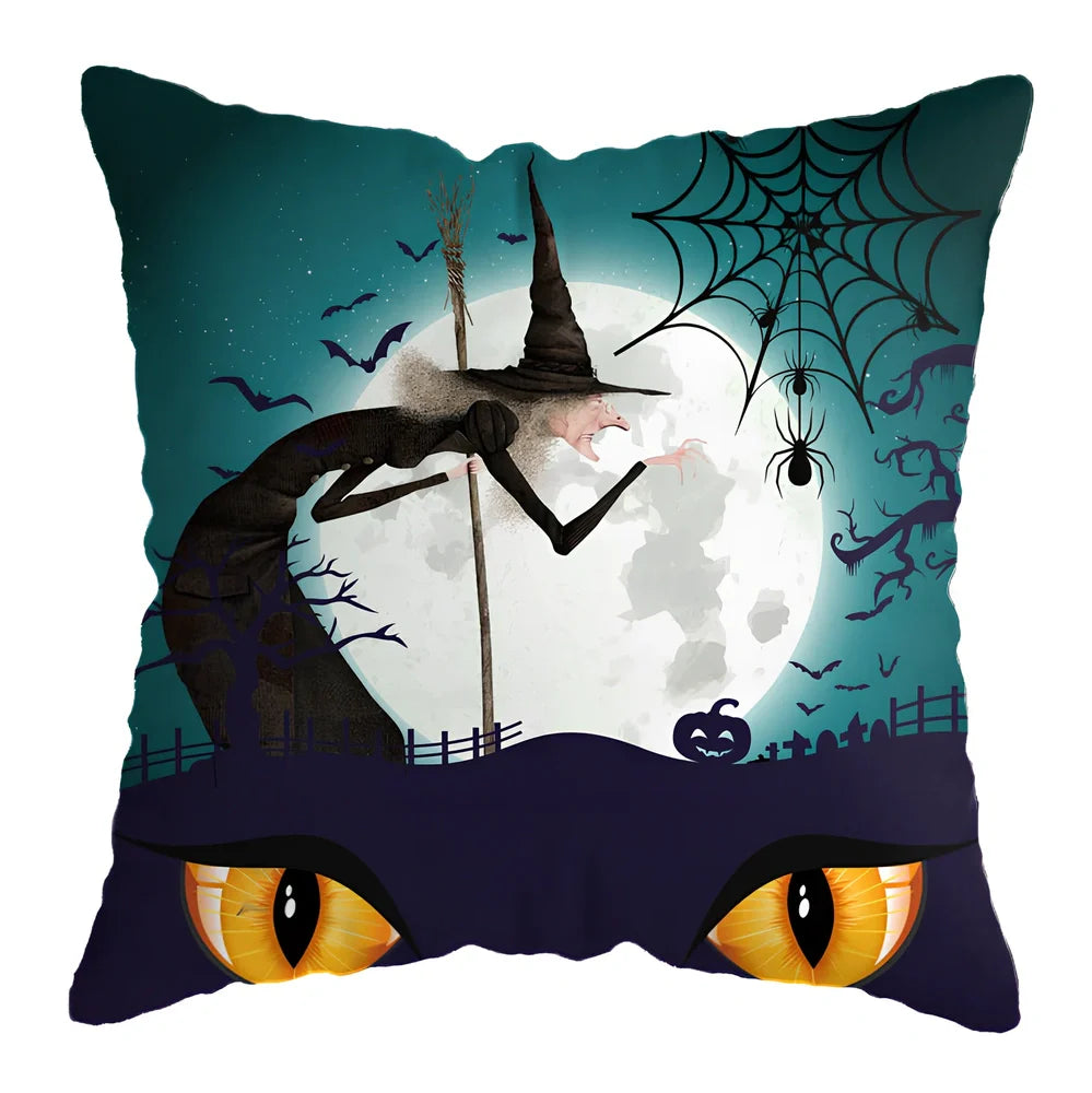45x45cm linen pillow cover with skull pattern for Halloween decorations