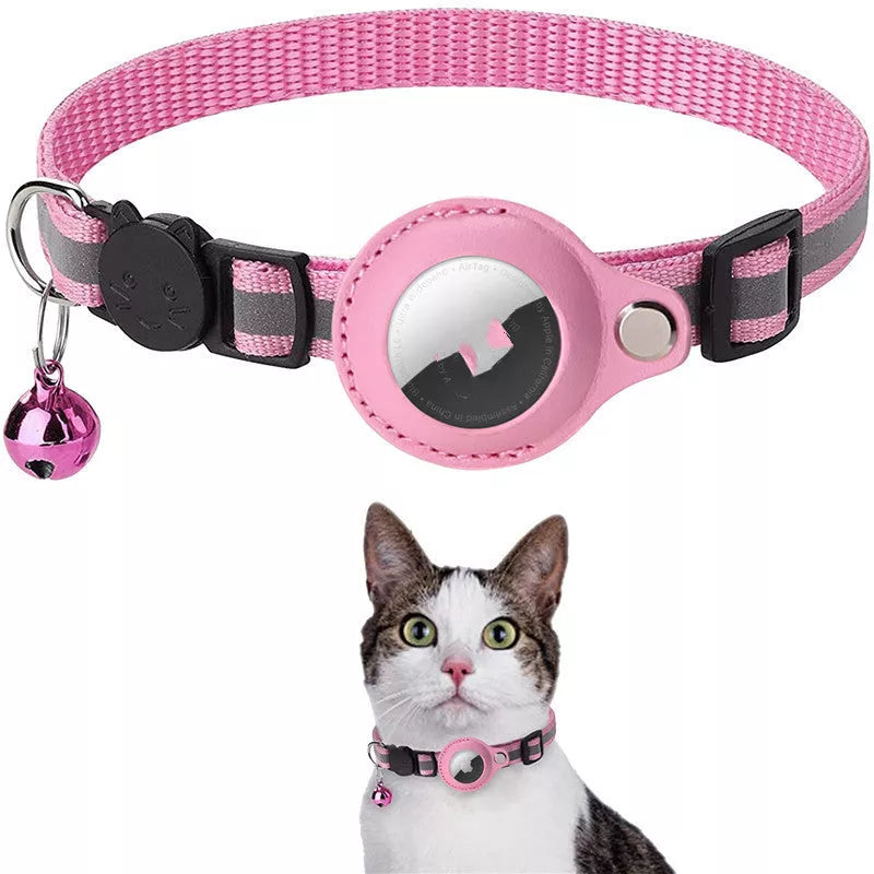 Waterproof reflective nylon collar holder for AirTag, available in multiple colors