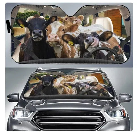 Telescopic aluminium foil car sun visor extended on a car windscreen