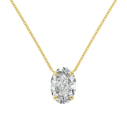 Women's S925 sterling silver necklace with geometric oval pendant in two size options