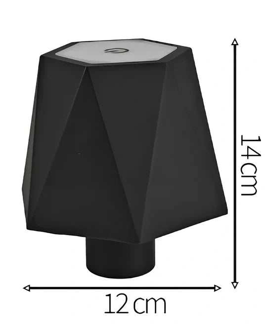 Wireless wine bottle lamp with USB charging cable in black aluminium finish showing LED illumination