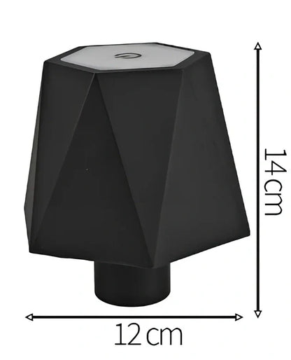 Wireless wine bottle lamp with USB charging cable in black aluminium finish showing LED illumination