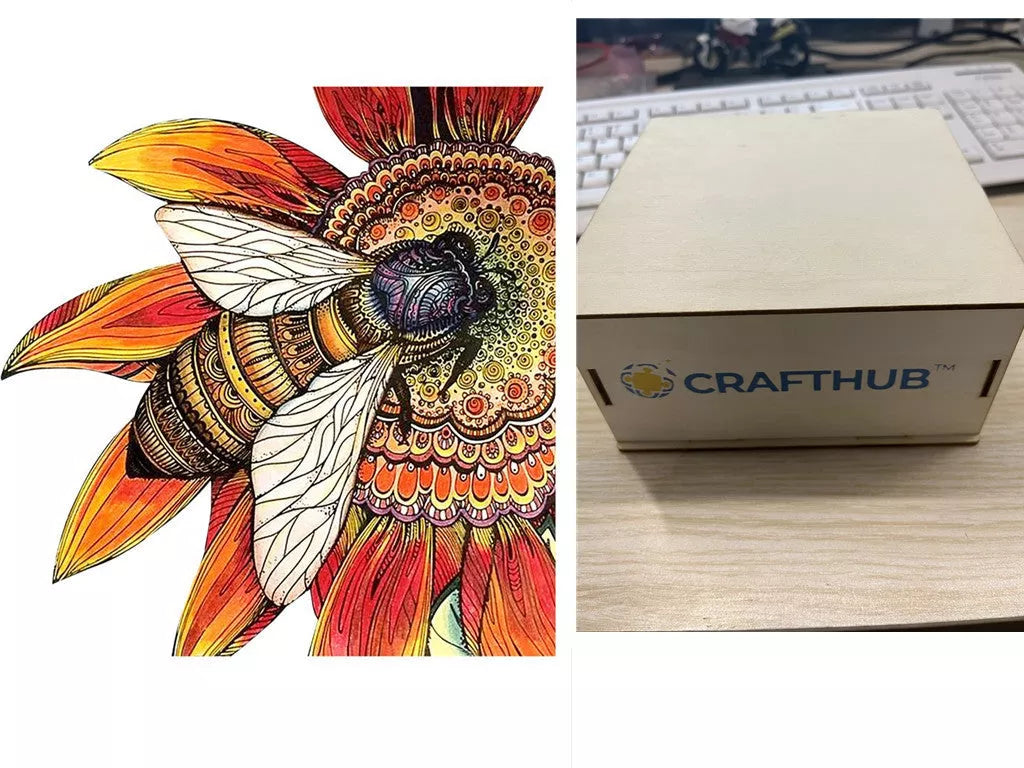 Animal Puzzle Craft Hub A3 Size Wooden Box for puzzle storage and organization