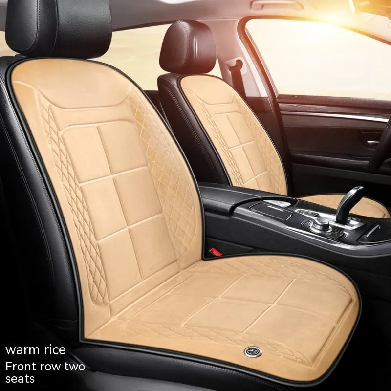 Auto heating cushion for car seats with cotton filler in beige, black, and coffee colour options