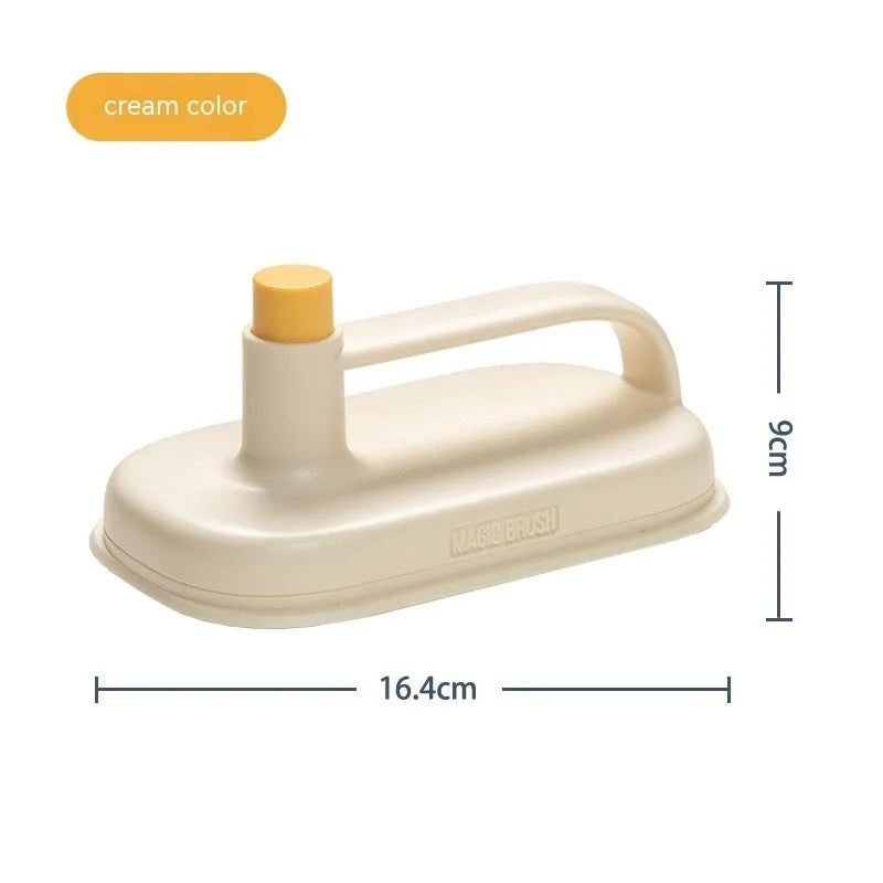 Disposable magic cleaning brush with plastic handle, storage box, and 50 white non-woven rag refills.
