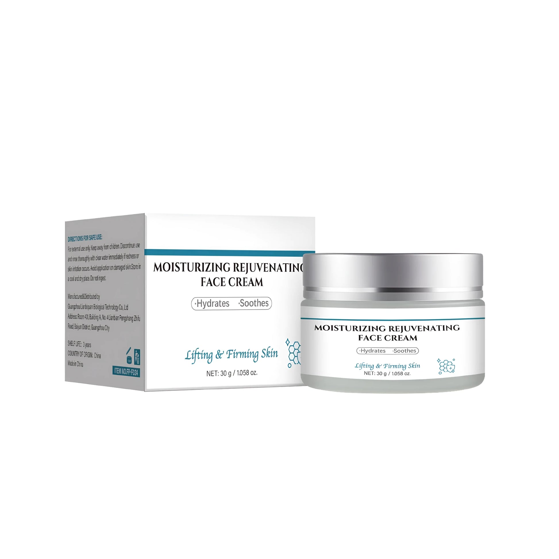 30g jar of anti-aging cream with applicator, model FP-F024.