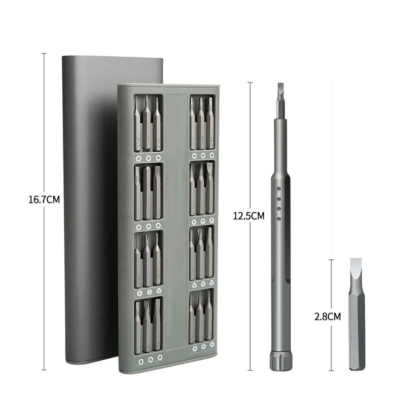 Screwdriver set for mobile phone repair disassembly, 49 in one multifunctional household precision screwdriver kit with magnetic tool heads and nickel aluminium bronze handles in metric system for electronics and small device maintenance