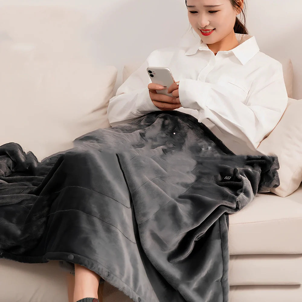 USB heating blanket in grey, lotus root, or coffee colour with 80x100cm, 80x140cm, and 80x160cm size options