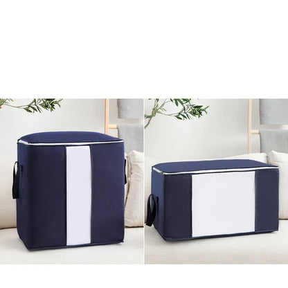 Non-woven storage bag in beige colour with handbag shape for organising quilts and clothes