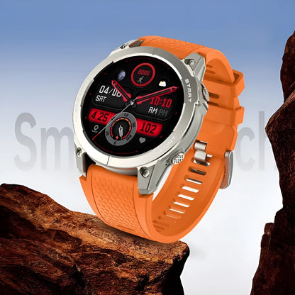 S53 Outdoor GPS Sports Smart Watch in black or orange with 1.43 inch touch screen and silicone strap