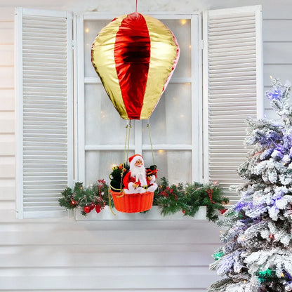 Santa Claus hot air balloon Christmas ceiling decoration measuring 40x90cm with vinyl and velvet materials