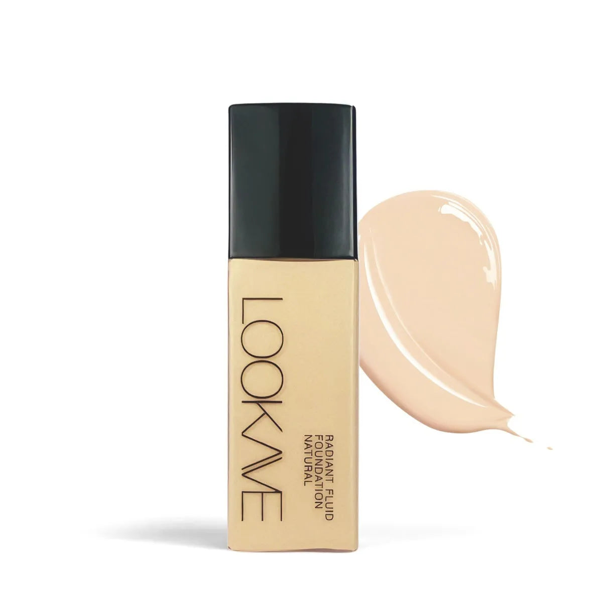 LOOKAVE Matte Liquid Foundation bottle, 21g net content, shown in ivory white shade.