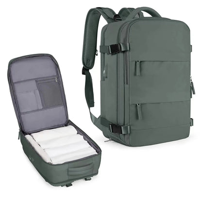 Large capacity waterproof mummy backpack in mint green colour with nylon material and 30-litre storage