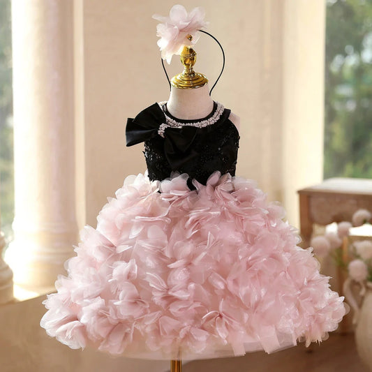 Princess piano performance dress for girls with height options from 80cm to 150cm, polyester construction