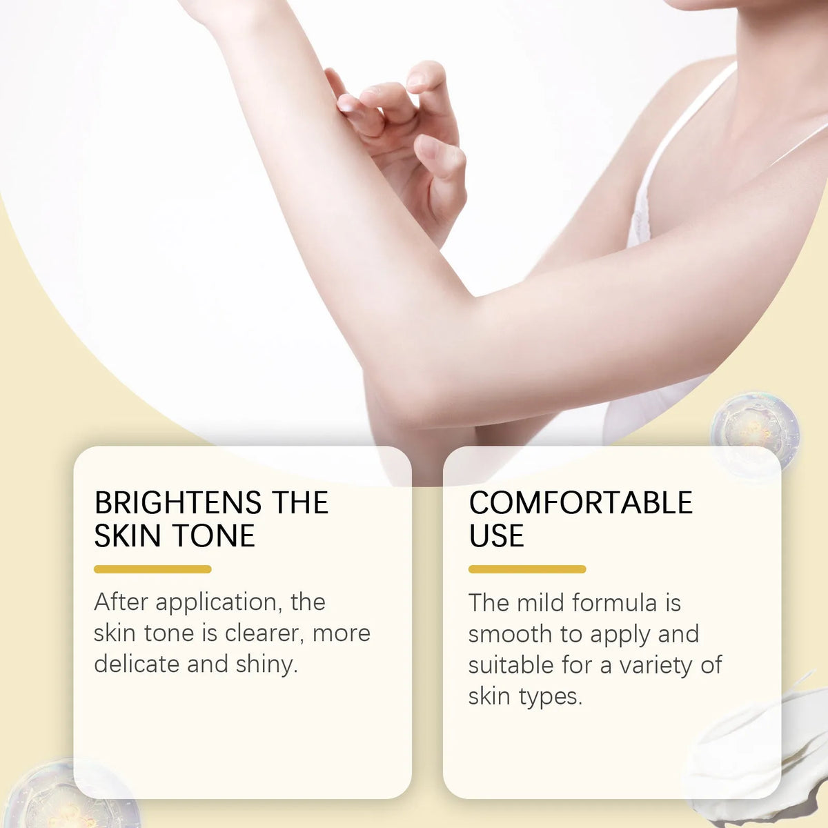 Jar of 50g skin lightening cream with vitamin C for pigmentation treatment.