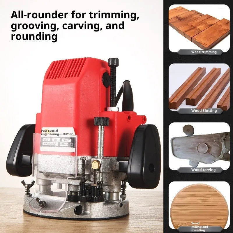 2200W handheld electric engraving machine with 12.7mm hole diameter and 15 milling cutters for wood carving and trimming.