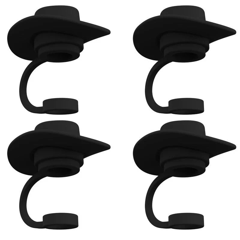 Stylish Cowboy Hat Straw Covers - Reusable drink toppers made from premium silicone for outdoor fun and fresh beverages