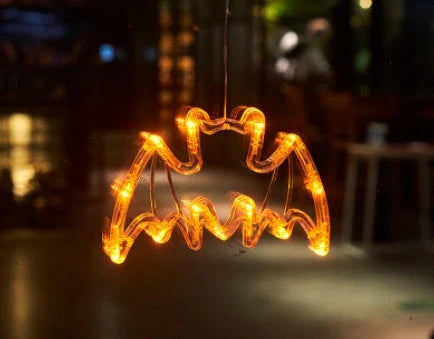 Spooktacular Halloween Hanging LED Lights with spiders, pumpkins, and ghostly figures for a haunting holiday ambiance