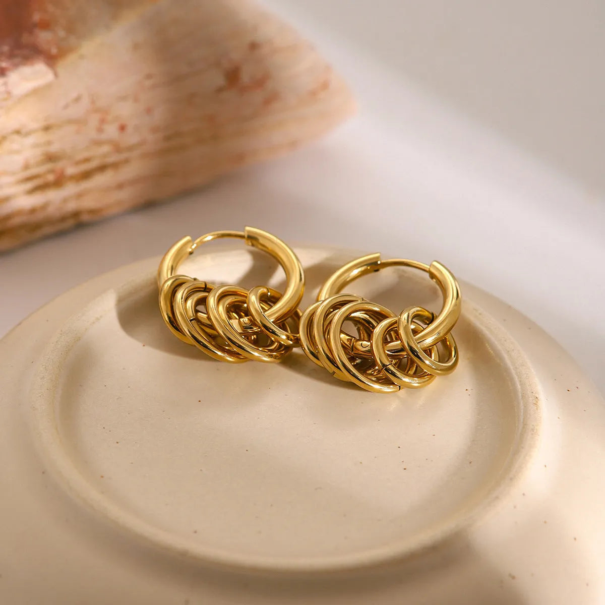 Stainless steel electroplated earrings with hypoallergenic construction for sensitive skin wearers
