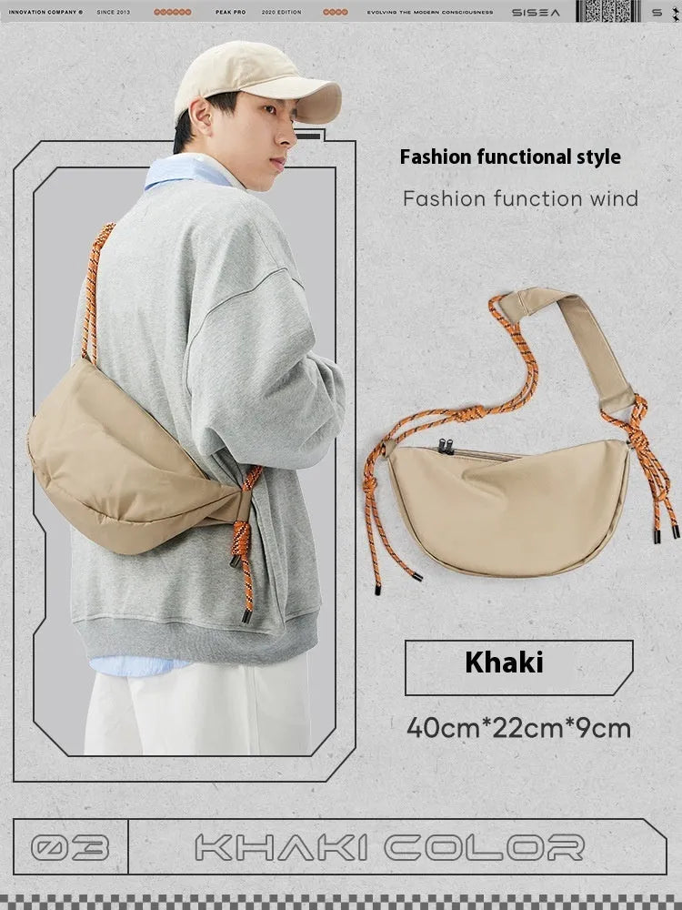 Men's lightweight nylon messenger bag with large capacity in urban simplicity style