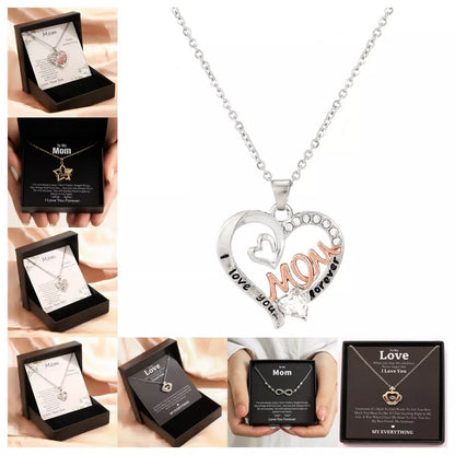 Mother's Day gift necklace with heart-shaped alloy pendant in gift box