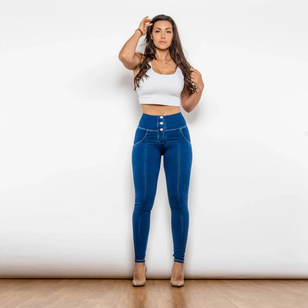 Shascullfites Melody Butt Lifting Jeggings in dark blue, high waist design for women