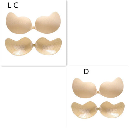 A discreet, backless and strapless silicone bra that provides a natural lift and invisible support under clothing.