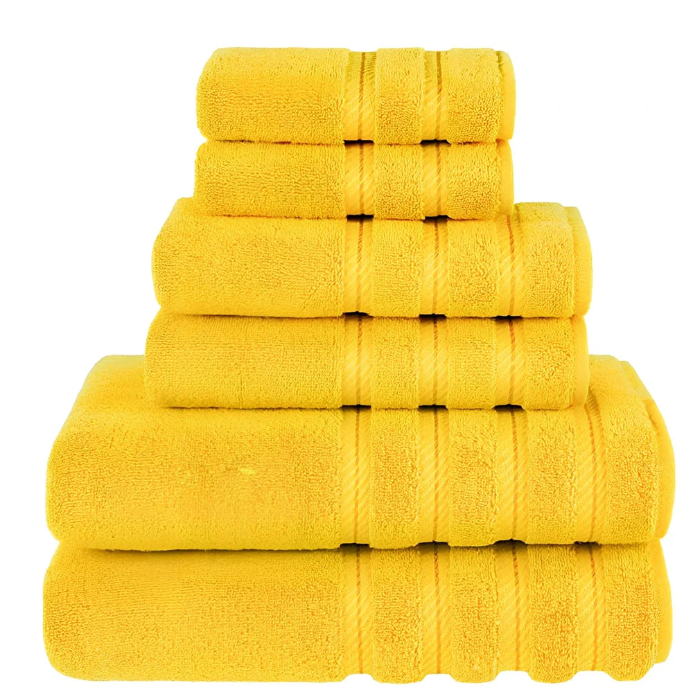 Long staple cotton towel set with three sizes: face cloth, hand towel, and bath sheet in navy blue