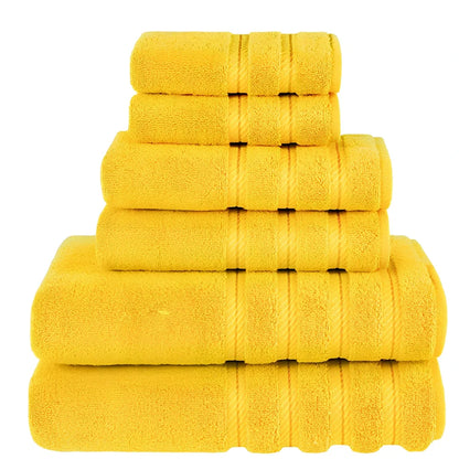 Long staple cotton towel set with three sizes: face cloth, hand towel, and bath sheet in navy blue