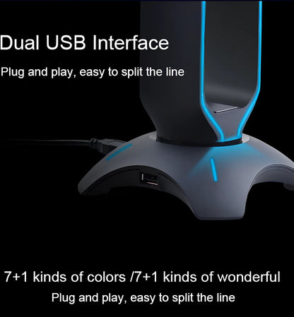 RGB gaming headphone stand measuring 252.5mm with USB connection and multiple colour options