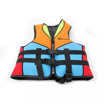 Children's life jacket with high buoyancy for swimming and rescue, available in bright colors.