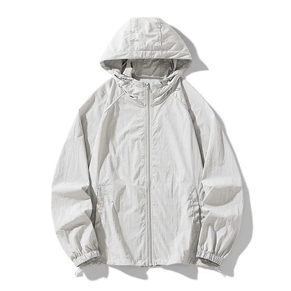 Loose-fit thin nylon sports jacket shown in a colour option, suitable for outdoor leisure wear.