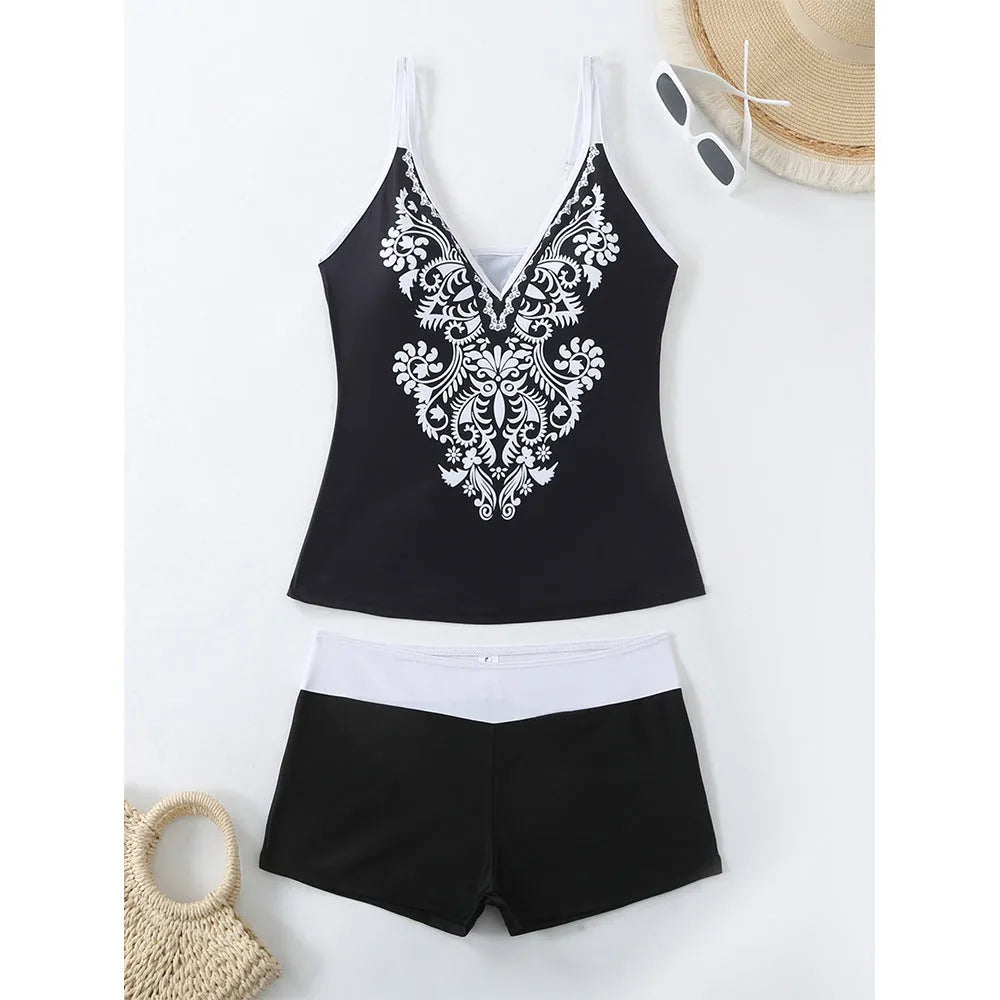 Plus size women's swimsuit in Black or Rose Red with cotton blend lining, sizes S to 5XL