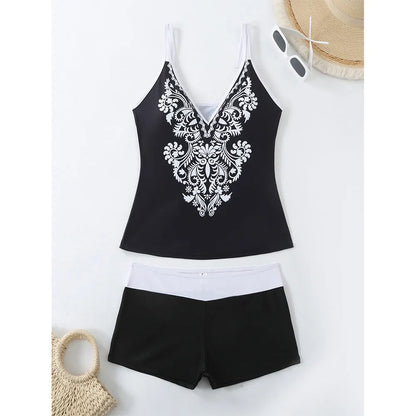 Plus size women's swimsuit in Black or Rose Red with cotton blend lining, sizes S to 5XL
