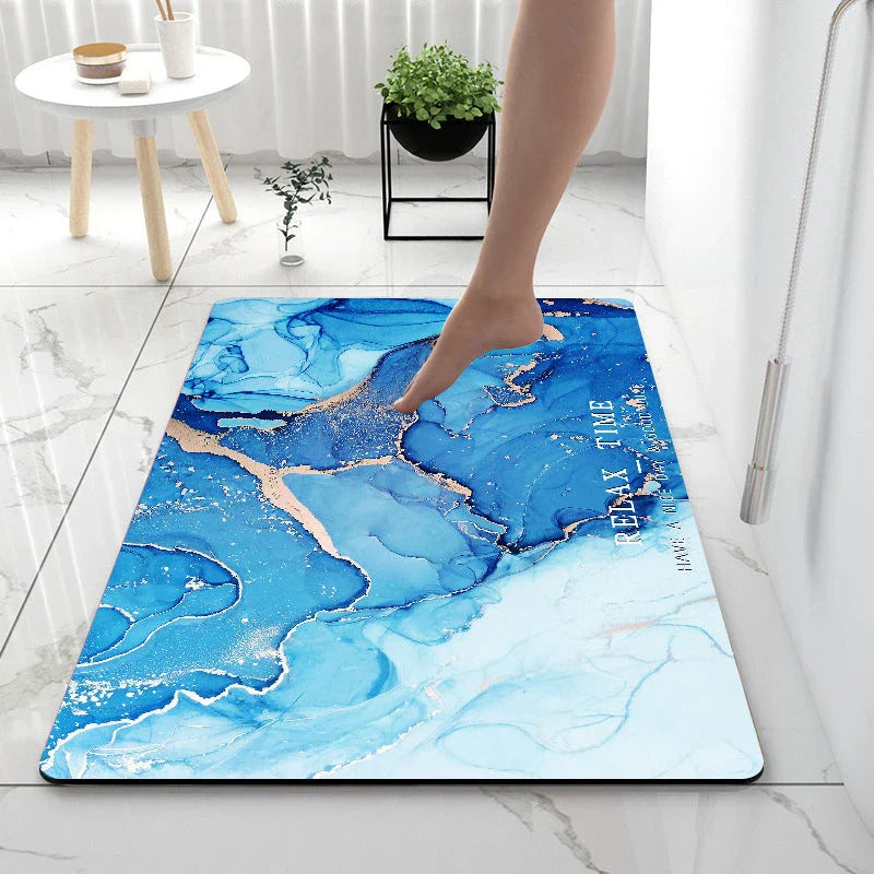 Premium anti-slip bathroom floor mat with durable diatom mud fabric and sponge-rubber base for superior moisture absorption and safety