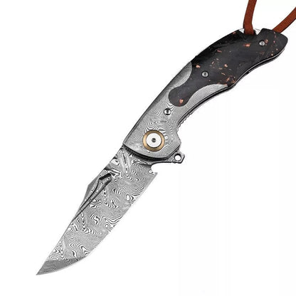 High hardness pattern steel folding knife for outdoor camping and survival