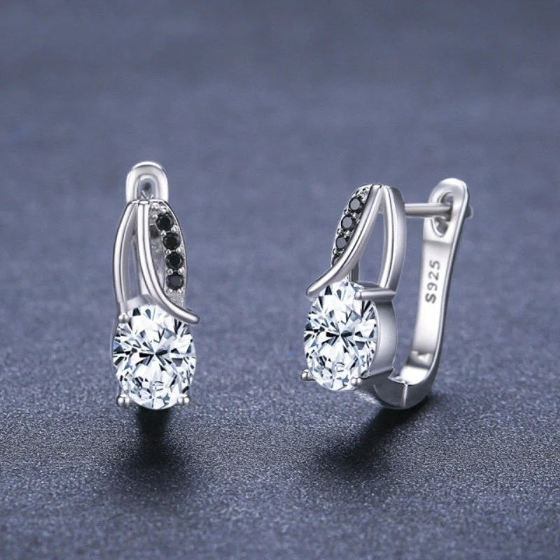 Elegant black copper zircon crystal stud earrings with a natural, timeless design