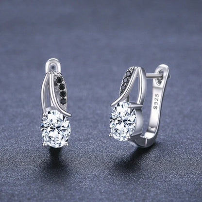 Elegant black copper zircon crystal stud earrings with a natural, timeless design
