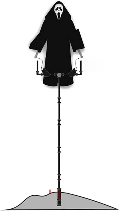 Plastic skeleton scarecrow with screaming skull design measuring 70cm tall for Halloween gardens