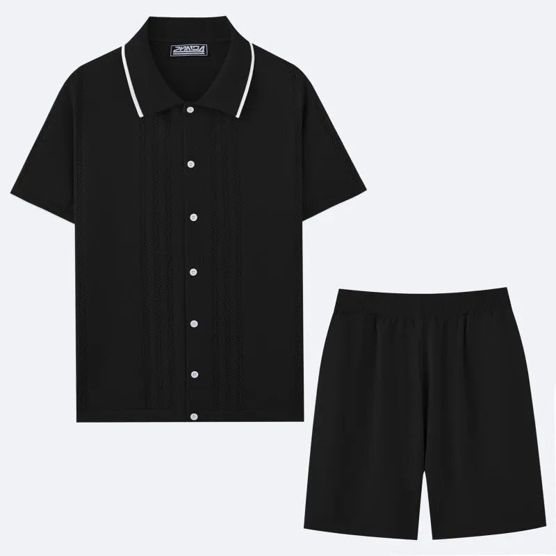 Women's khaki coloured short sleeve knit top and matching shorts, a Tencel viscose two-piece casual set.