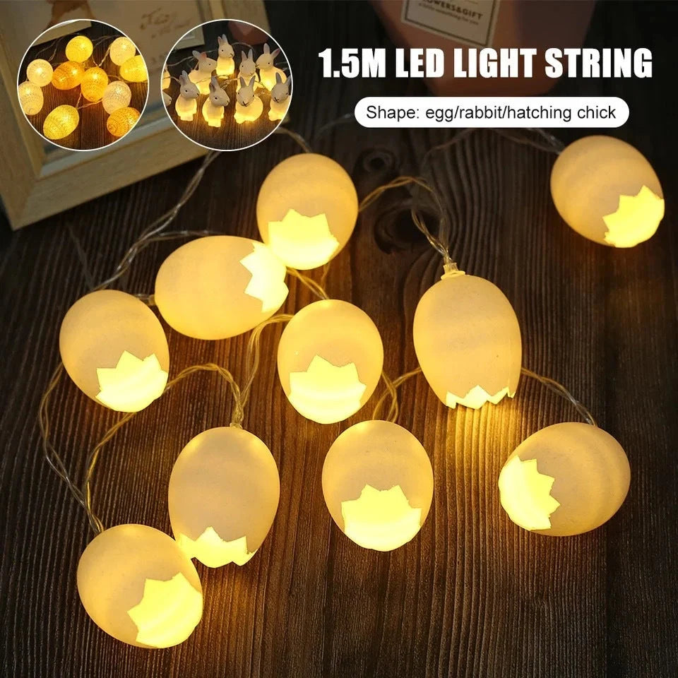 LED egg lantern string lights with 10 bright bulbs for festive decorations