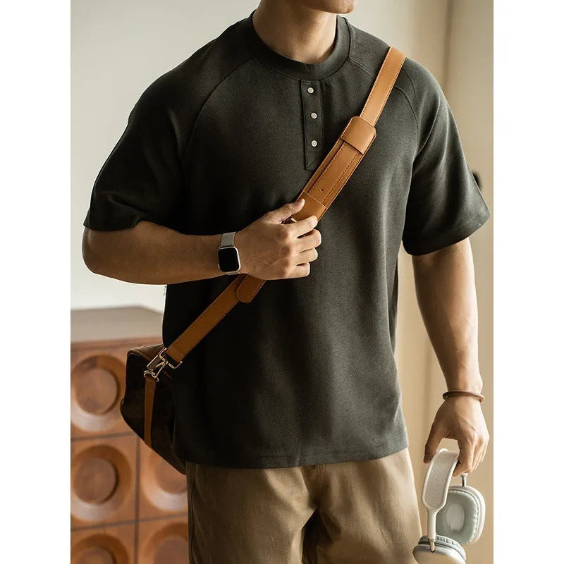 Casual pullover top with terry texture fabric in smoky gray colour showing raglan sleeve design